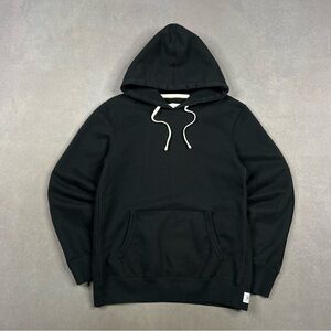 Reigning Champ Black Pullover Hoodie with White Drawcord